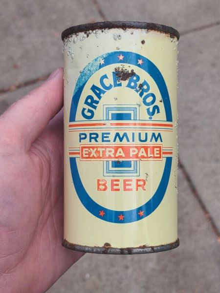 Grace Bros Premium Extra Pale Rare California All Orig. Empty Flat Top Beer Can
