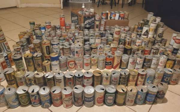 Lot of 376 VINTAGE BEER CAN COLLECTION BULK Schmidts, Iron City Beer, Hudenpohl