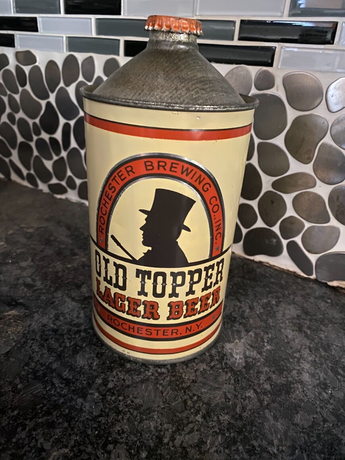 OLD TOPPER LAGER BEER QUART BEER CAN - Super Rare!!