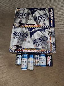 Unique Lot Of 6 Busch & Busch Light Beer Cans 12 Oz + Original Packaging