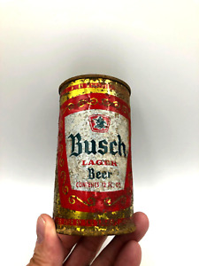 Old (HTF) 12oz BUSCH Lager "Red Can" Flat Top Beer Can Anheuser-Busch St. Louis