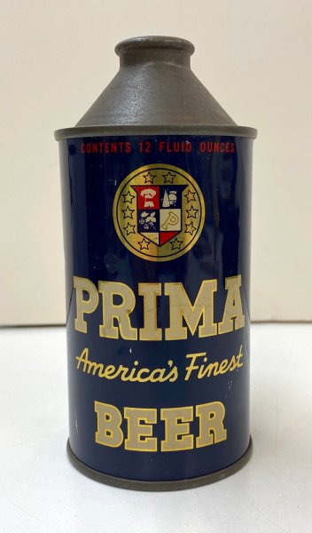 Vintage Prima 12 oz Cone Top Beer Can IRTP, Very Nice Condition