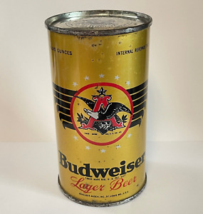 BUDWEISER LAGER BEER Flat Top GOLD CAN IRTP  INSTRUCTIONAL  EMPTY OI VANITY LID