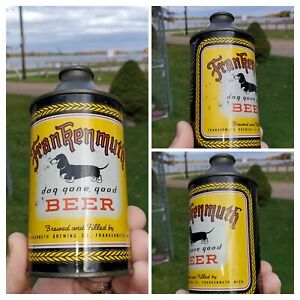 Mint Condition FRANKENMUTH BEER DOG GONE GOOD CONE TOP BEER CAN Early Original