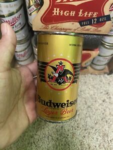 Budweiser beer flat top beer can anhueser busch beer St. Louis  mo OI irtp NICE