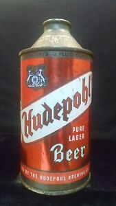 HUDEPOHL PURE LAGER BEER EARLY 1950'S 12OZ HIGH PROFILE CONE TOP CAN CINCINNATI