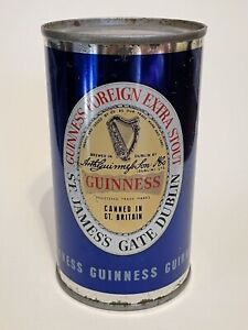 Guinness Stout blue flat top beer can, empty of beer, Ireland, 11.39 oz.