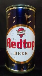 REDTOP EXTRA DRY BEER MID 1950'S 12OZ FLAT TOP SET CAN MUSICAL NOTES CINCINNATI