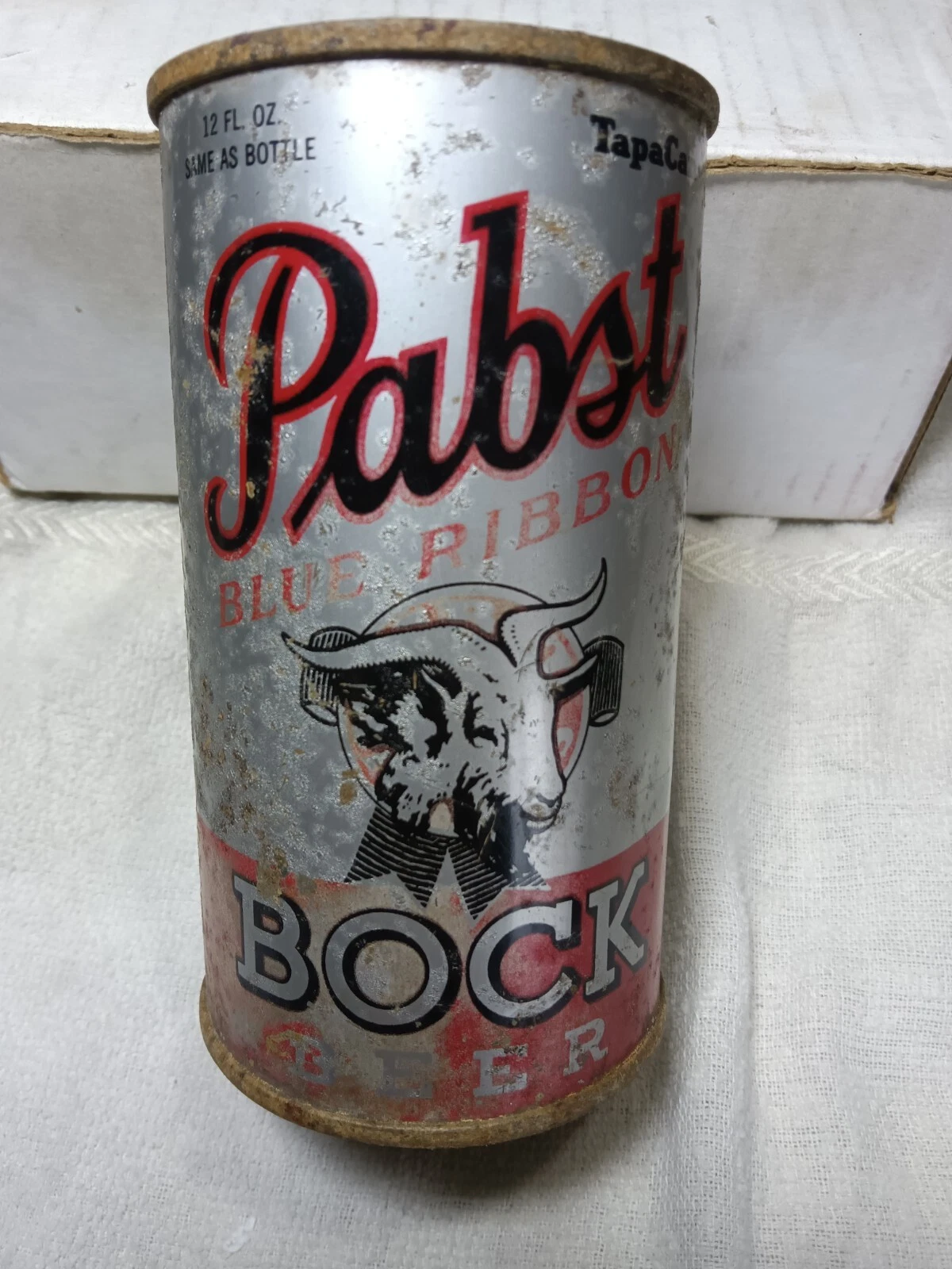 Pabst Bock Opening instructions IRTP OI flat top can beer can , EMPTY