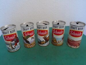 Vintage  Schmidt Draft Beer Pull Tab Cans Lot of 6 Schmidt Brew Co St. Paul Minn