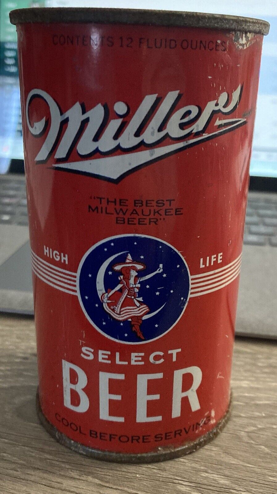 Vintage Rare Miller Select High Life Flat Top 12 OZ Opened Beer Can