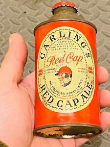 Carling's Red Cap Ale Cone Top Beer Can Vintage antique old with cap