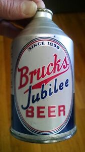 BRUCKS JUBILEE BEER 86 YRS - 1940'S 12OZ IRTP ALC STMT CROWNTAINER CONE TOP CAN