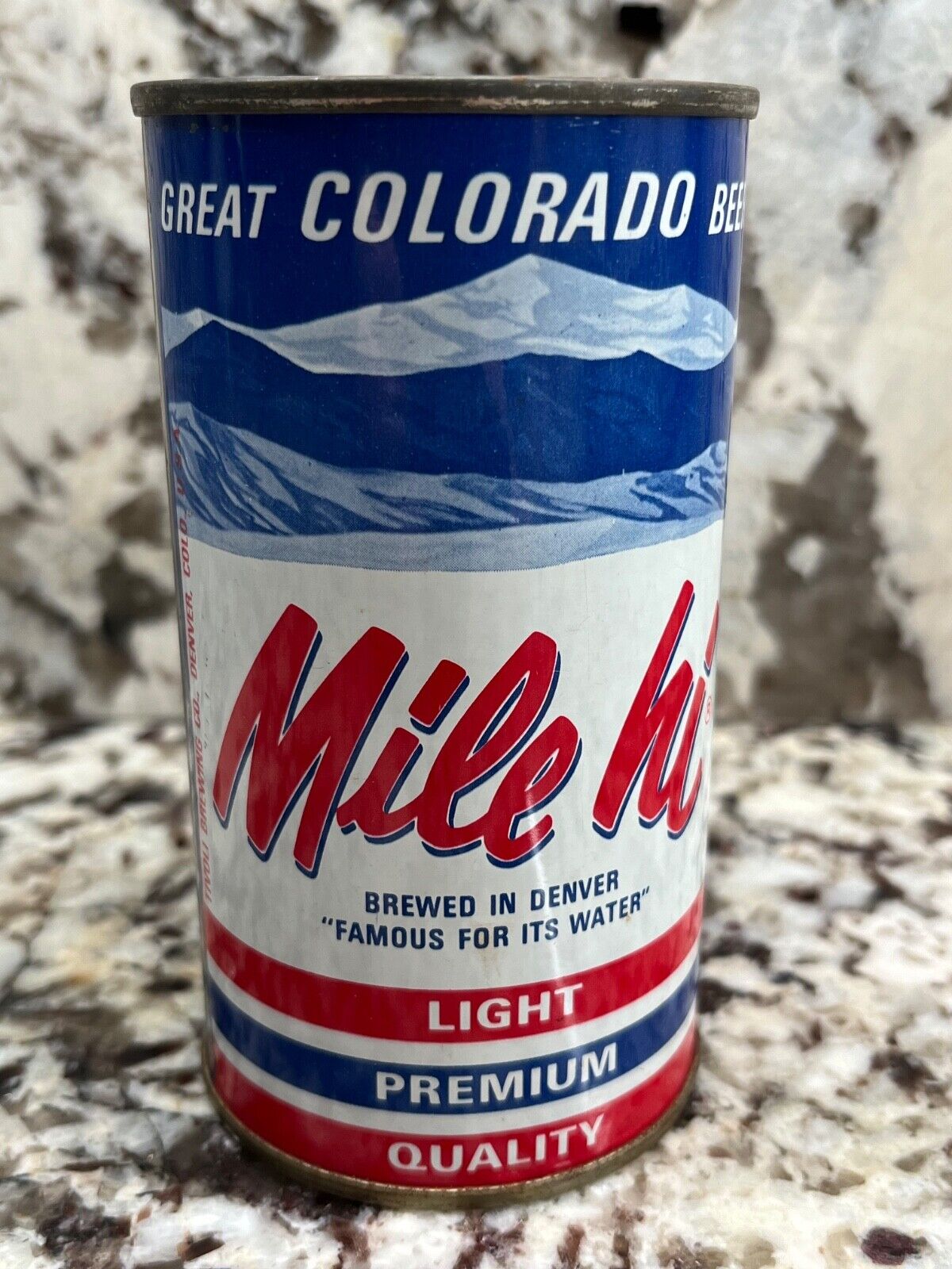 Mile hi LIGHT PREMIUM QUALITY Beer 12 oz.  1960's flat top- Denver, Colorado