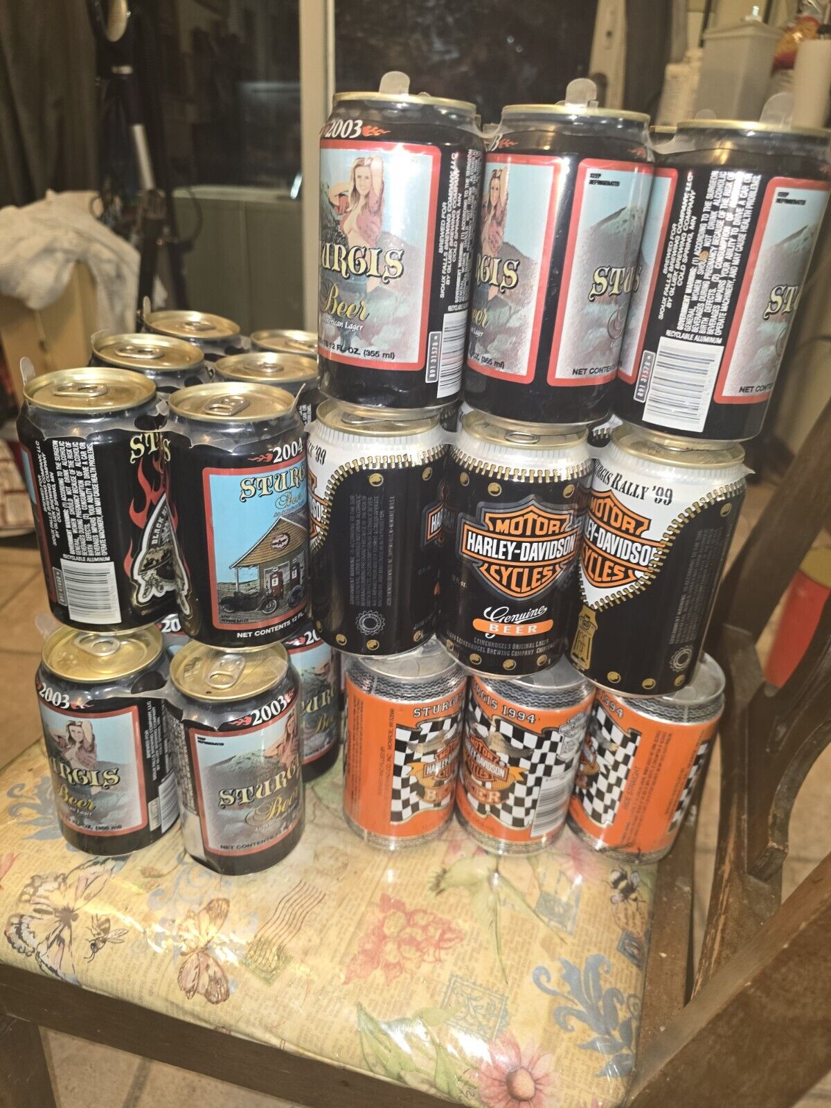 Lot Of  48 Cans Harley Davidson Empty Beer Cans Sturgis Vintage Collectors