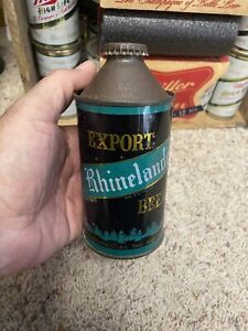 rhinelander beer cone top beer can …nice Shape rhinelander wi black and green