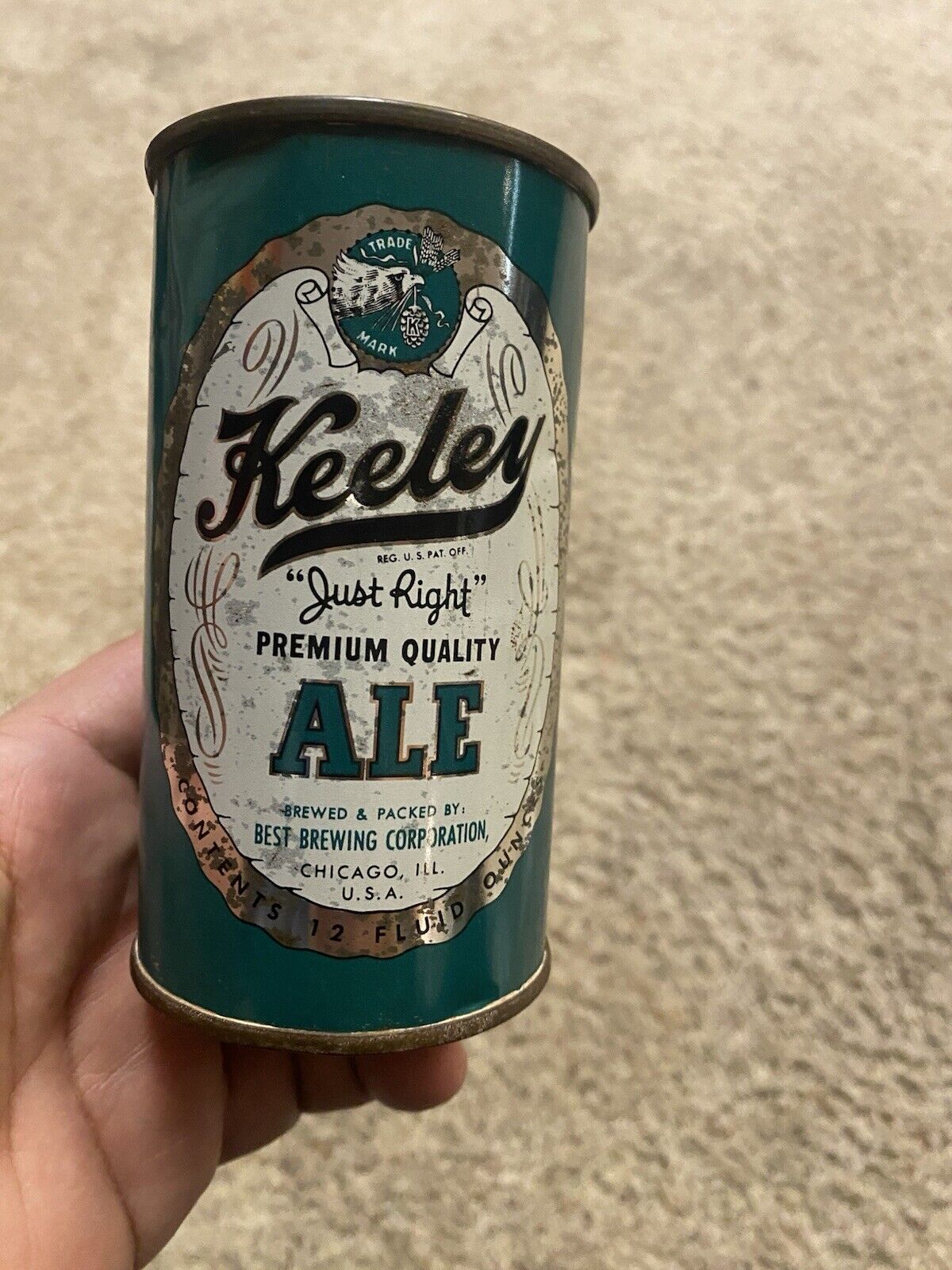 Keeley Flat top beer can Best Brewing Co Chicago IL Old Vintage