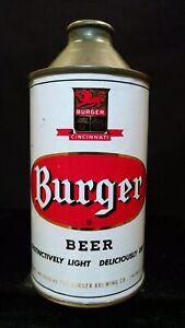 BURGER BEER - EARLY 1950'S - 12OZ HIGH PROFILE CONE TOP CAN - CINCINNATI