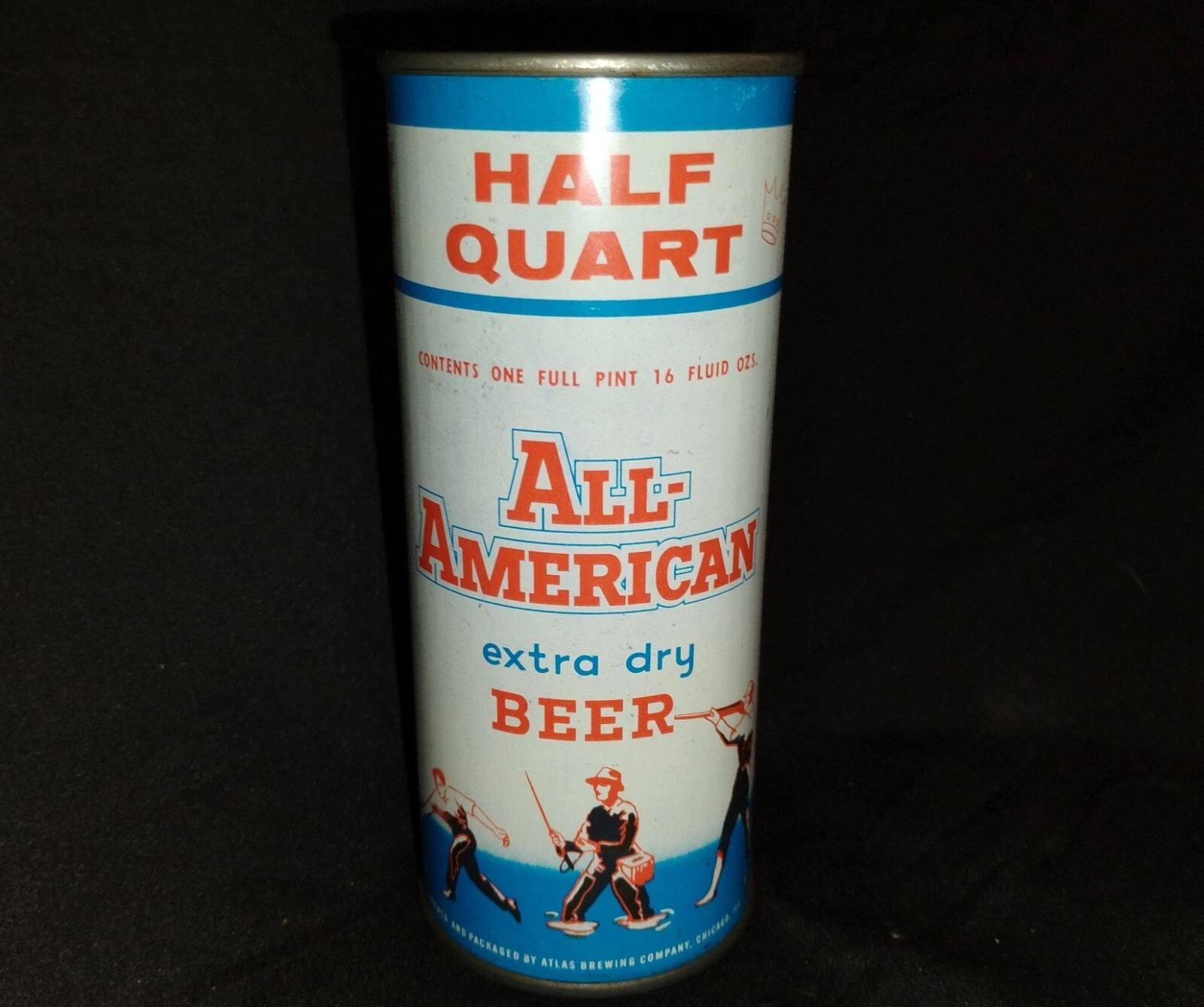 Ulta Rare KING SIZE ALL AMERICAN Bott Open Flat Top Beer Can Drewrys Ltd Atlas