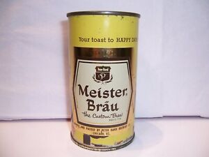 1958 MEISTER BRAU "Happy Days" Flat Top Beer Can Brewed in Chicago, IL  Top Open