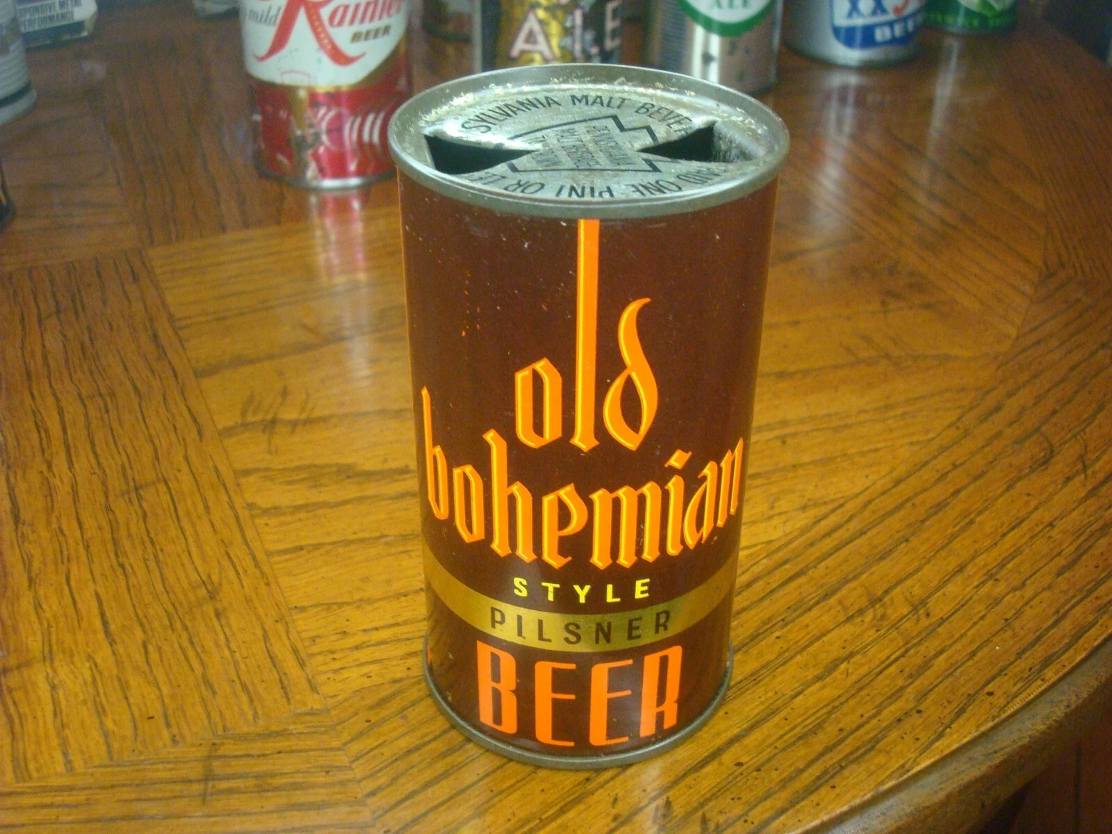 RARE OLD BOHEMIAN STYLE PILSNER BEER LONG OPENER FLAT TOP BEER CAN IRTP BUFF NY