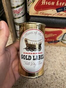 California Gold Label  flat top Beer Can Brown Text Ca Brewing Co Very Nice