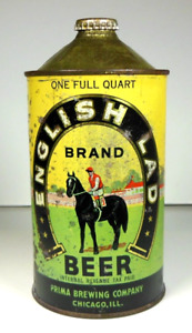 ENGLISH LAD "BRAND" QUART CONE TOP BEER CAN - PRIMA BREWING CO - CHICAGO, IL