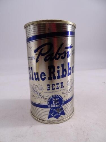 Vtg Steel Pabst Blue Ribbon Beer Can Flat Top Milwaukee WI Silver Keglined Bank