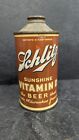 "RARE” SCHLITZ Sunshine Vitamin “D” Beer Cone Top Beer Can