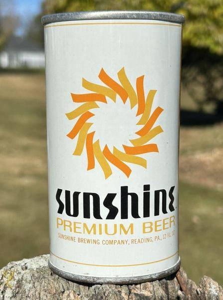 SUNSHINE PREMIUM ZIP TOP BEER CAN READING, PA KEGLINED STEEL AMERICAN CAN CO