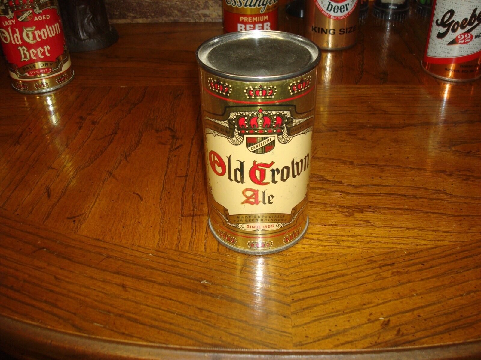OLD CROWN ALE FLAT TOP INSTRUCTION BEER CAN AIR SEALED SPECTACULAR NEAR MINT