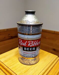 New ListingTough Red Ribbon Cone Top Beer Can - Wausau, WI - Nice!