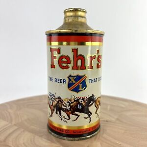 Vtg Fehr’s brewing co X/L crowntainer cone top beer can jockey horses Kentucky