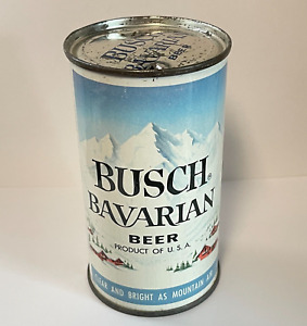 BUSCH BAVARIAN BEER flat top can  St Louis MO GREEN TREES variety w/ VANITY LID!