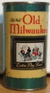 Old Milwaukee Extra Dry Beer Empty Beer Can Vintage Flat Top clean indoor can