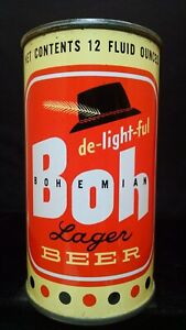 BOH BOHEMIAN LAGER BEER - EARLY 1950'S - 12OZ KEGLINED FLAT TOP CAN - FALL RIVER