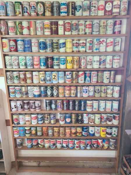 170+ beer can display collection  Walters Iron City Old Crown Old Chicago Schell