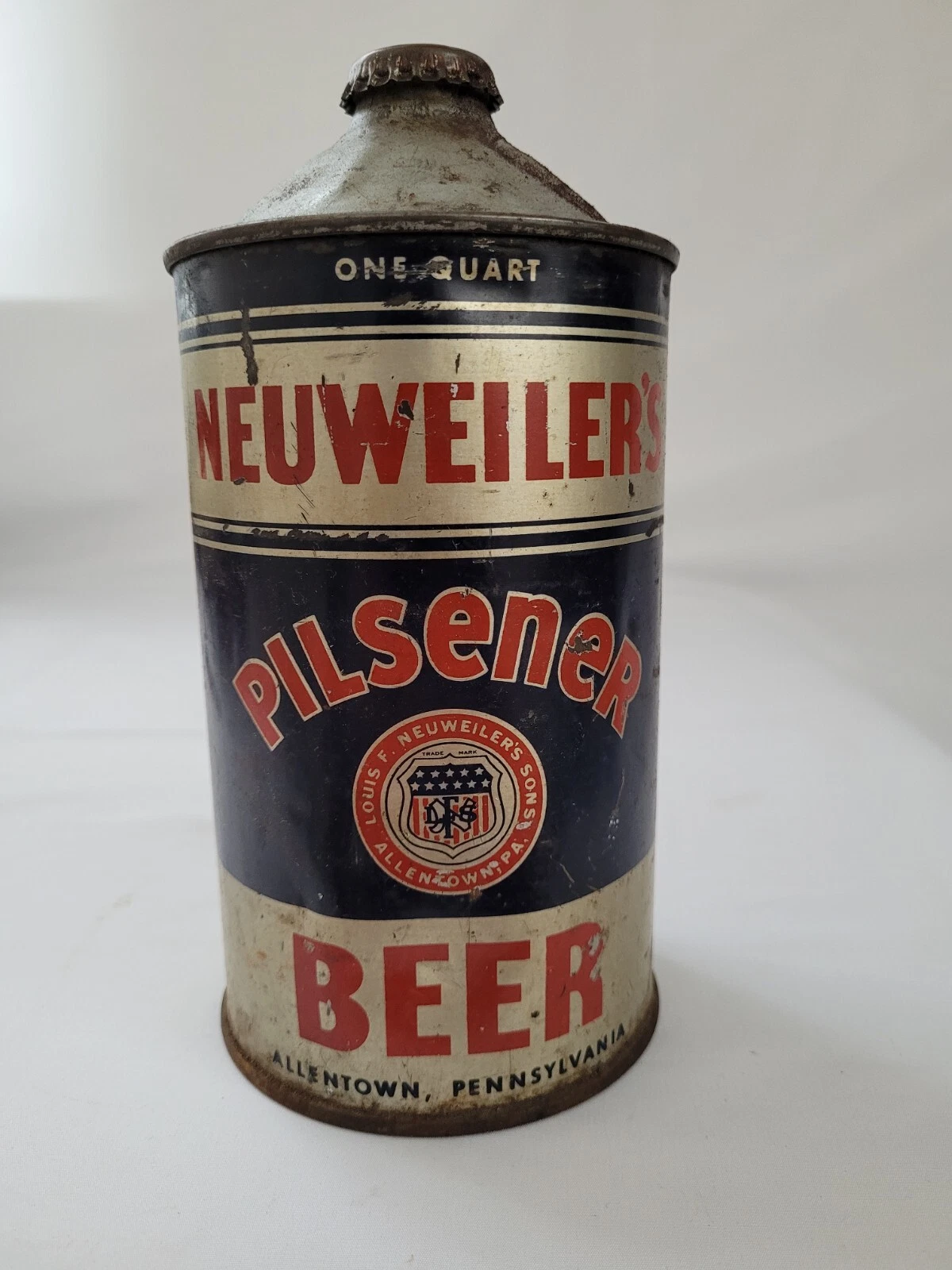 Very Rare Louis F. Neuweiler's Pilsener Cone Beer Can One Quart Allentown, PA!