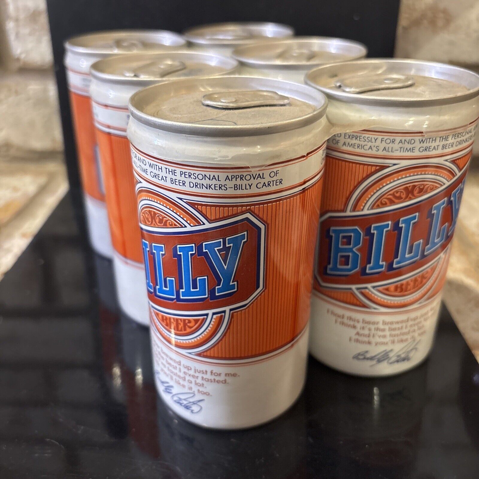 6 Pack Vintage Billy Beer 12 Oz.  Unopened Empty