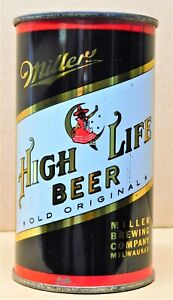 1950s Black MILLER HIGH LIFE Beer FLAT TOP CAN (Nice+) Found In Wall BEAUTIFUL!!