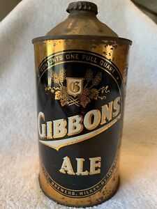 GIBBONS METAL BEER CAN WILKES BARRE CONE TOP QUART CAN W TOP 32 OZ NO RES