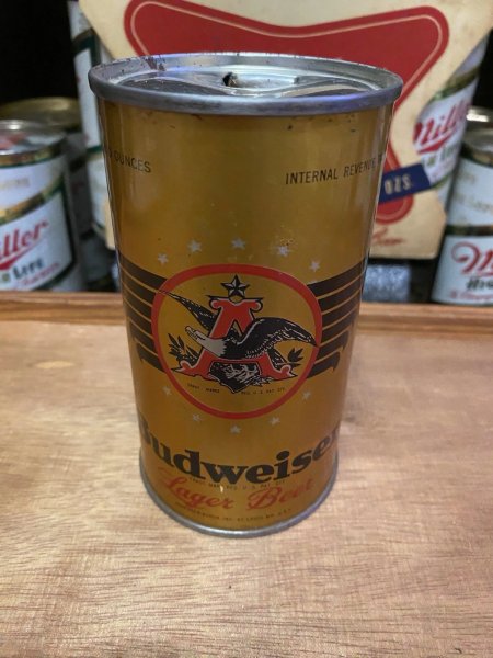 Budweiser beer flat top beer can Anheuser busch beer St. Louis mo OI irtp NICE
