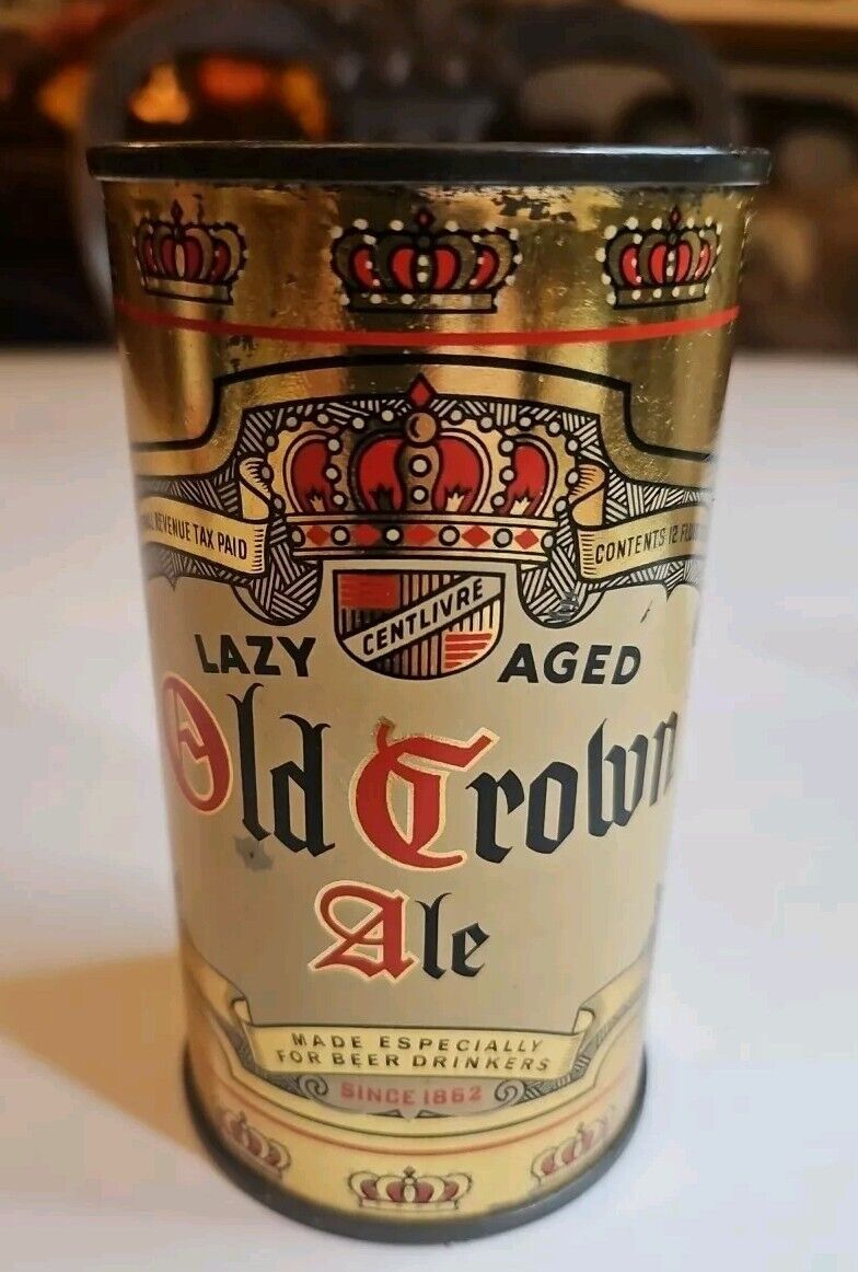 Old Crown LAZY AGED Ale Beer Can 1950's Flat Top Fort Wayne, Indiana EMPTY CAN