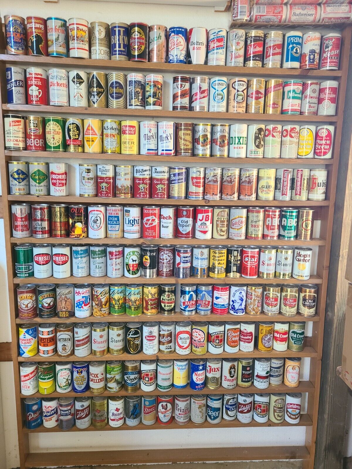 170 straight steel B/O beer can display collection Walters Old Bohemian Bocks