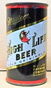 1950s Black MILLER HIGH LIFE Beer FLAT TOP CAN (Nice+) INSIDE CAN Found In Wall