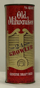1968 OLD MILWAUKEE Growler 3/4 Quart Draft Beer Steel Flat Top #237-06  *Minty!*