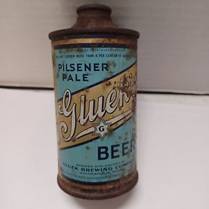 Glueks Cone Top Beer Can Rare MN Low Pro Flat Bottom