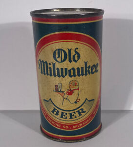 Old Milwaukee Flat Top Beer Can Schlitz Brewing Milwaukee Wisconsin Waiter Rare