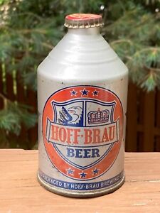 !! hoff-brau beer crowntainer - silver w/crown - INDOOR/offgrade NICE !!