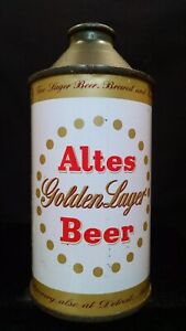 ALTES GOLDEN LAGER BEER EARLY 1950'S 12OZ HIGH PROFILE CONE TOP CAN - SAN DIEGO